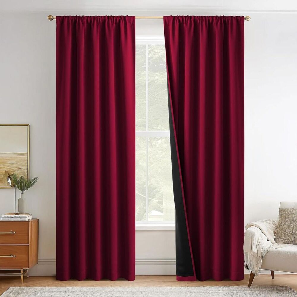 Brand New NICETOWN Wine Red 100% Blackout Curtains 52″ W × 84″ L – Set of 2